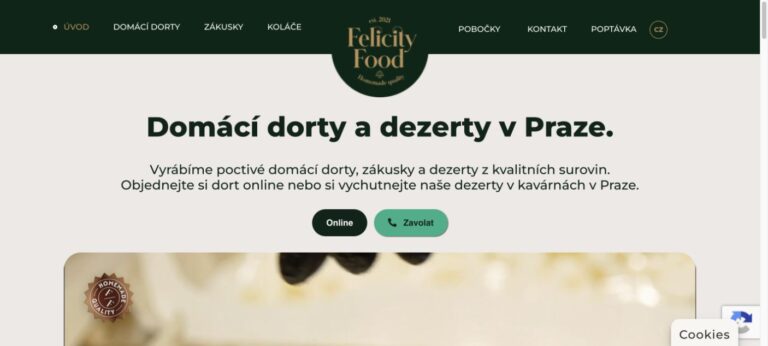 Úvodní stránka webu Felicity Food