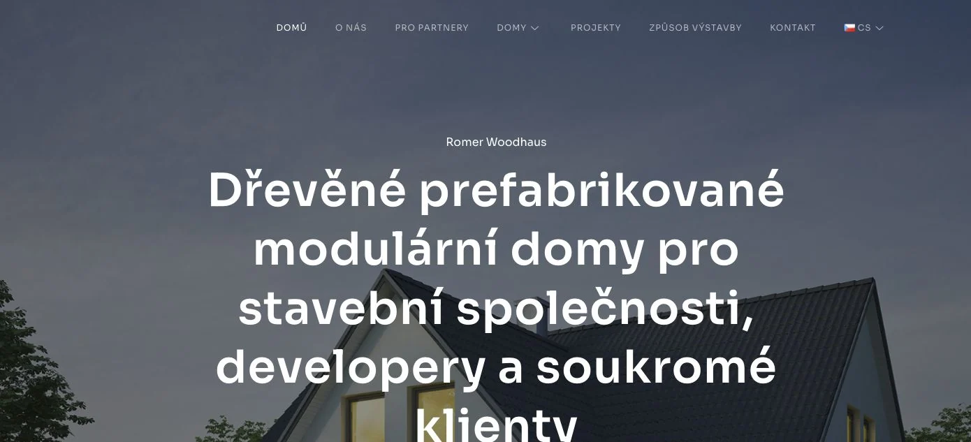 Ukázka úvodní stránky webu Romer Woodhaus